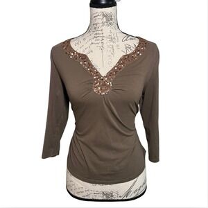 Y2K INC Beaded Brown Cotton Top - Large